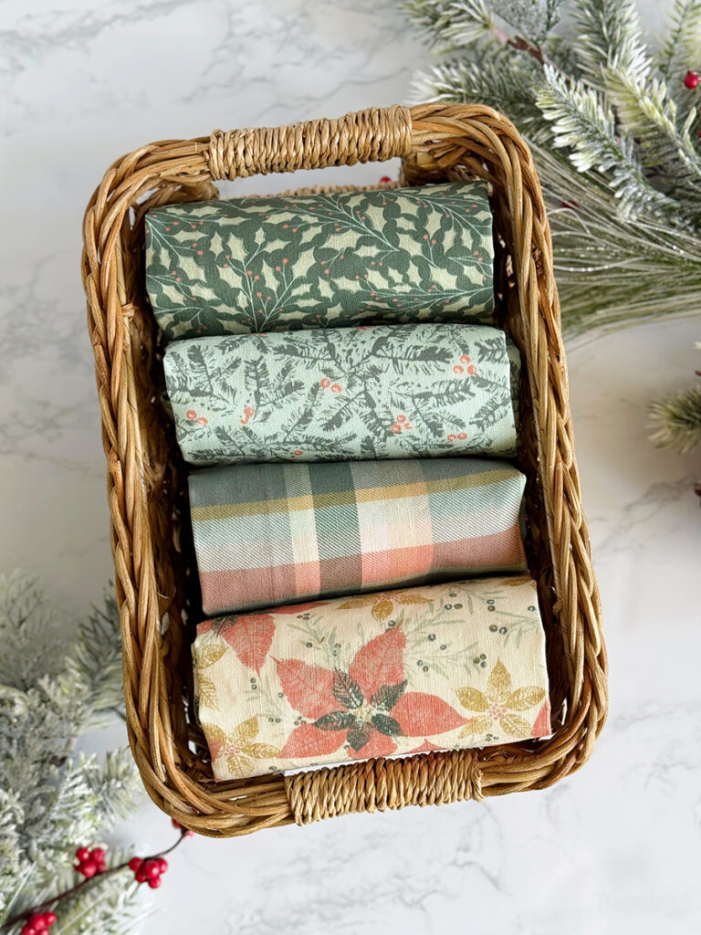 Gathering Sincerely Yours Kimberly Dish towels sewn with the Gathering fabric collection by Sincerely Yours Kimberly