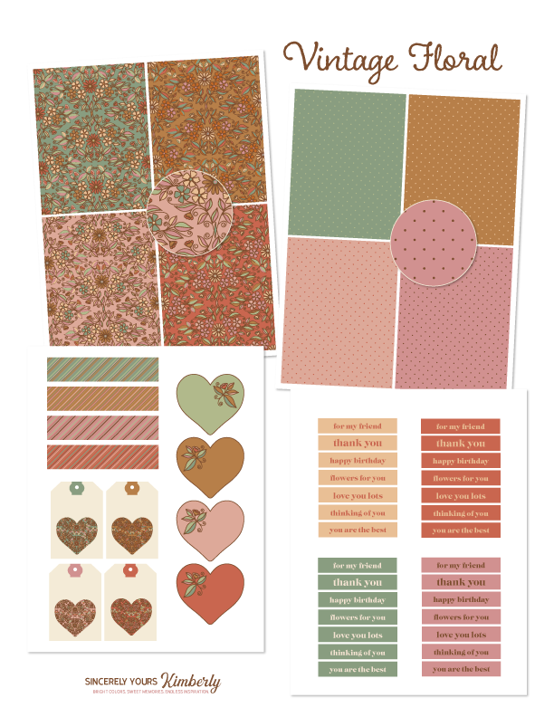 Vintage Floral Printable Paper Crafting Kit from Sincerely Yours Kimberly Vintage Floral Printable Paper Crafting Kit from Sincerely Yours Kimberly