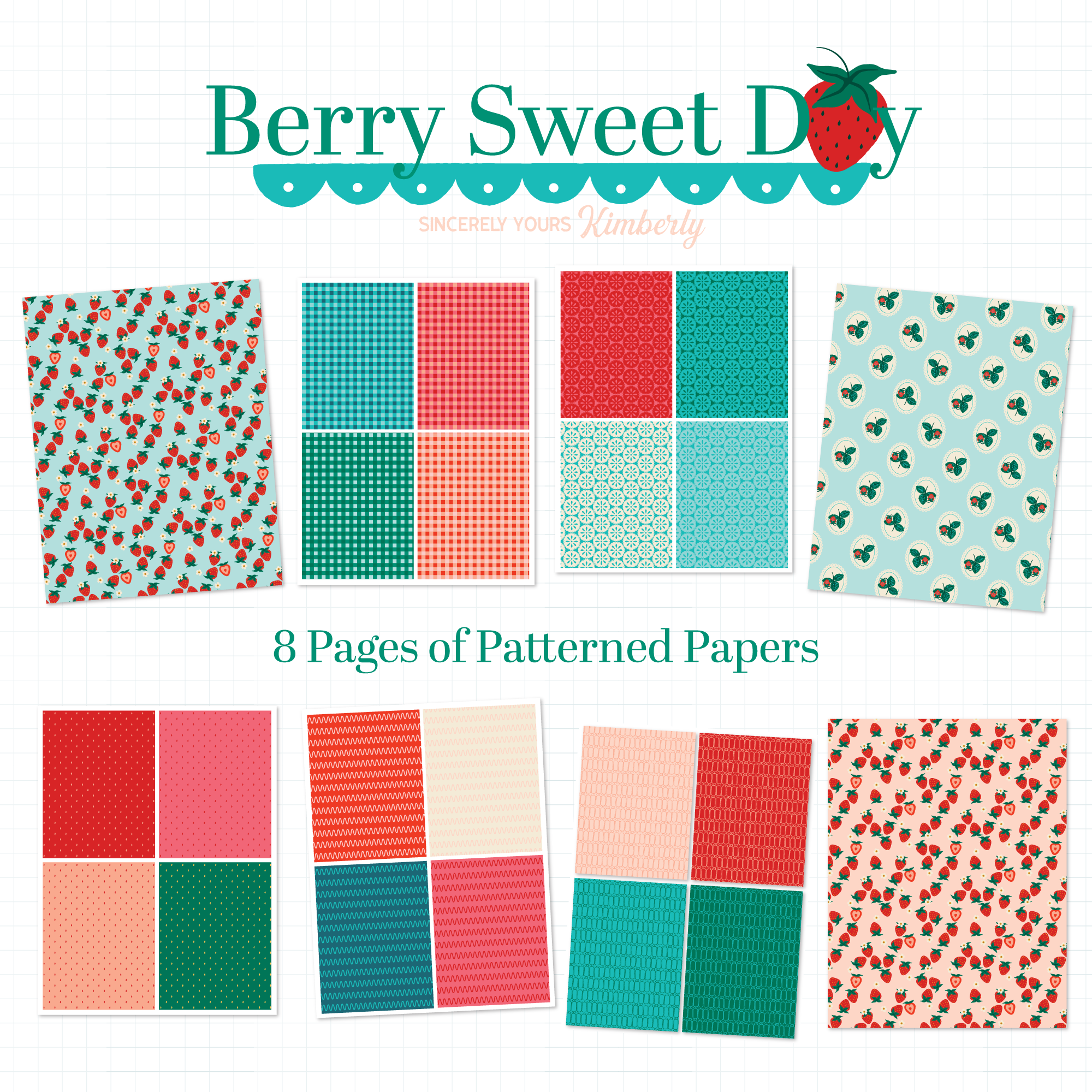Berry Sweet Day Printable paper crafting kit Sincerely Yours Kimberly