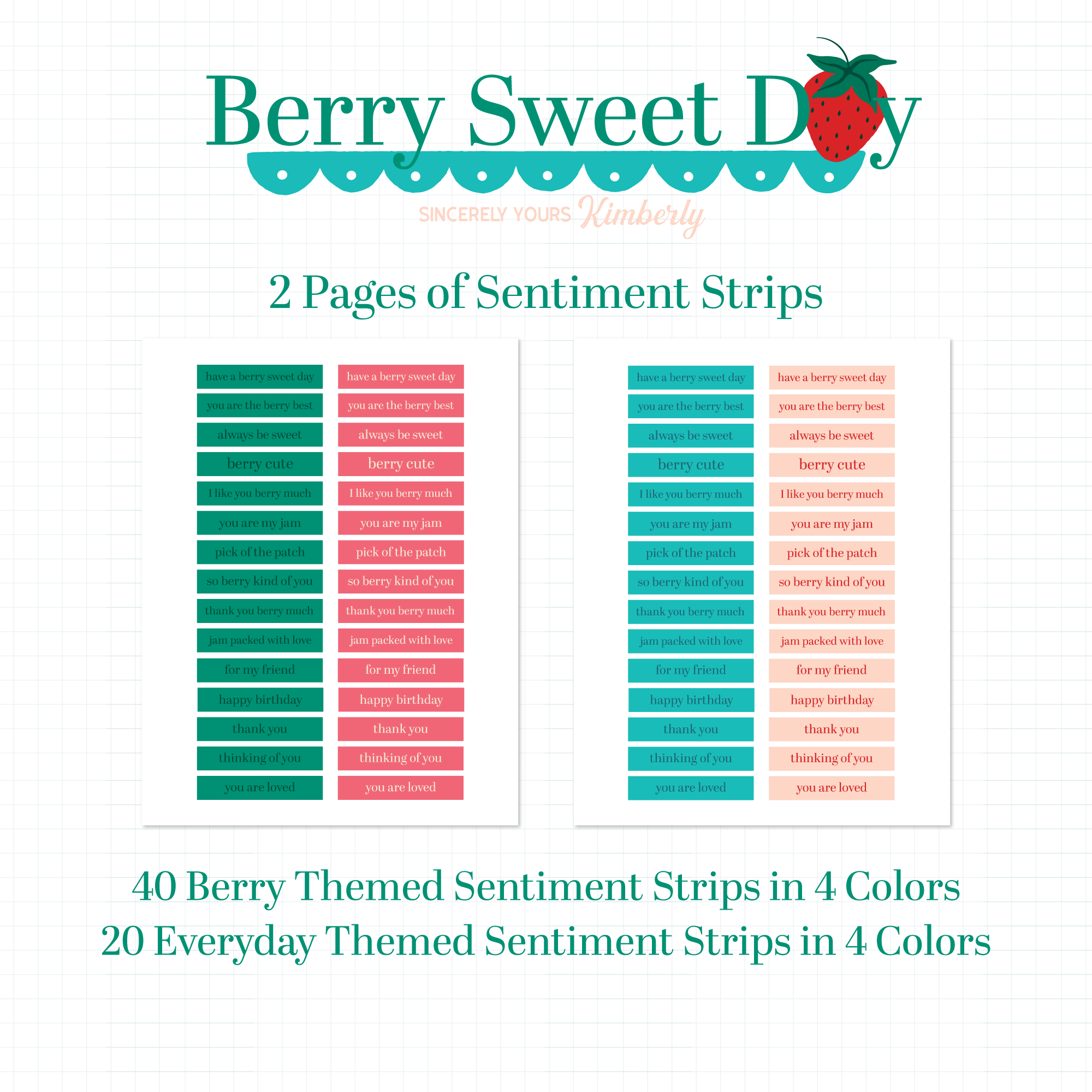 Berry Sweet Day Printable paper crafting kit Sincerely Yours Kimberly