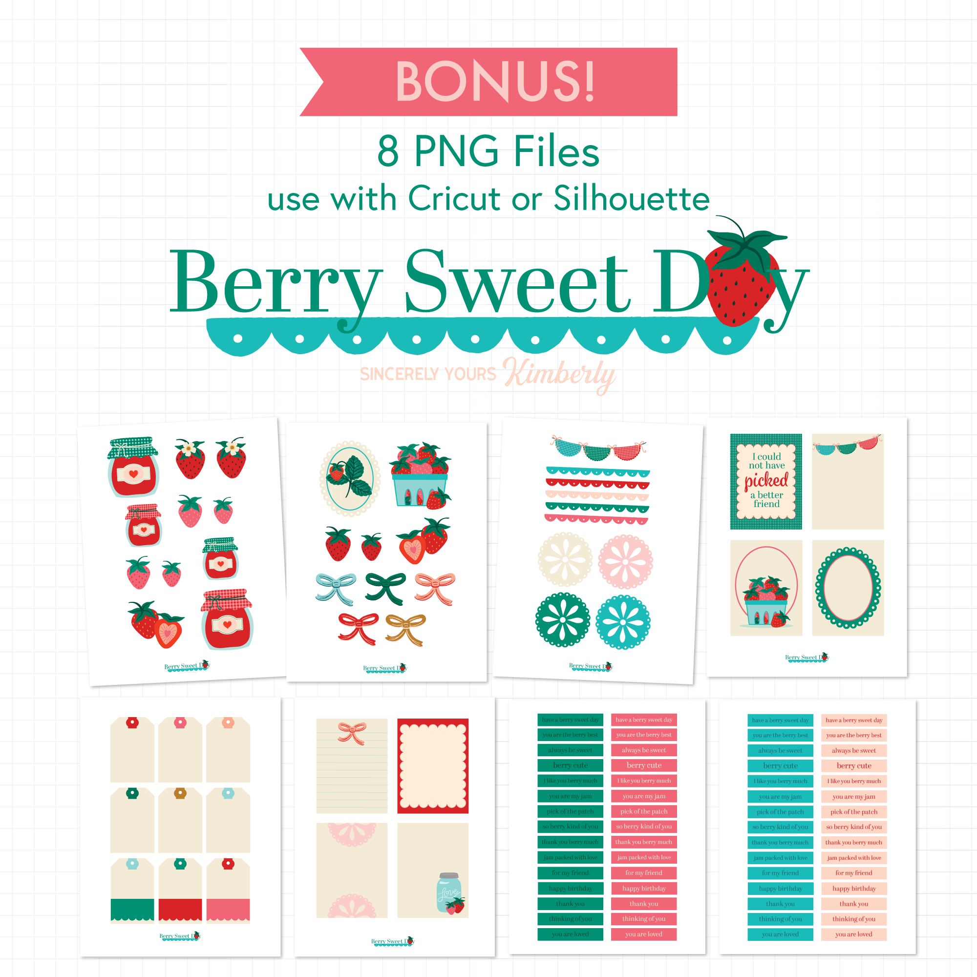 Berry Sweet Day Printable paper crafting kit Sincerely Yours Kimberly