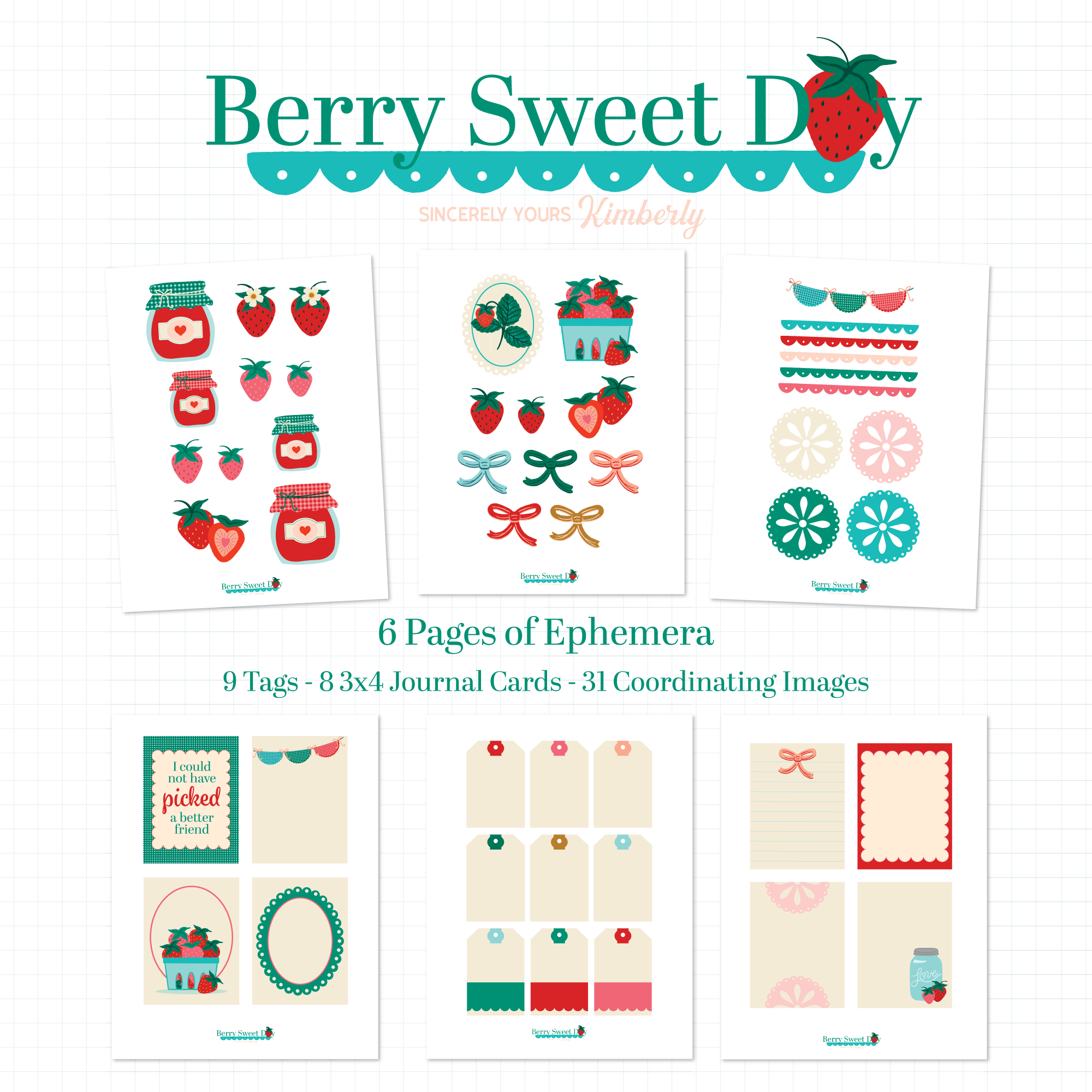 Berry Sweet Day Printable paper crafting kit Sincerely Yours Kimberly