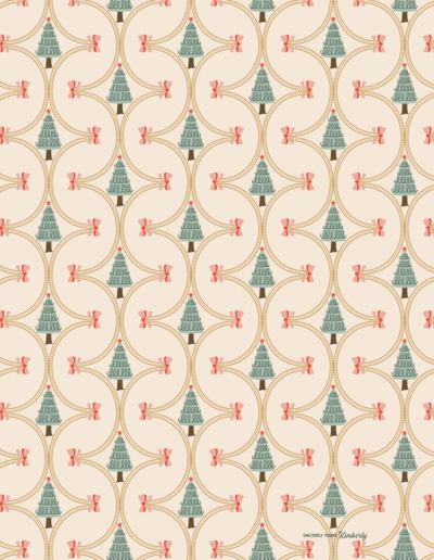 Merry Little Christmas Fabric Christmas Trees and Bows Sincerely Yours Kimberly