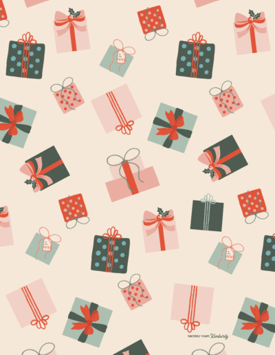 Merry Little Christmas Fabric Presents with Bows and String Sincerely Yours Kimberly