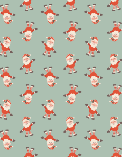 Merry Little Christmas Fabric Santa with Striped Hat Sincerely Yours Kimberly