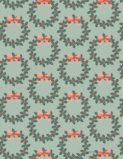 Merry Little Christmas Hand Drawn Wreaths and Bows Fabric Sincerely Yours Kimberly